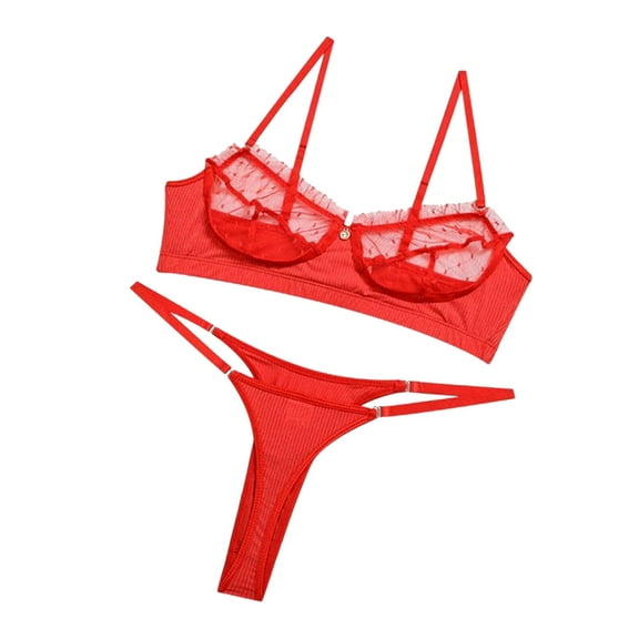 bra sets for women bras for women Ladies Sexy Lingerie Set Lace Perspective Lace Stitching Underwear Pajamas Red