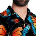 thumbnail image 5 of Flower Butterfly Men's Short Sleeve Spread Collar Button Down Beach Print Casual Shirts, 5 of 6