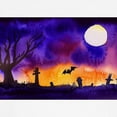thumbnail image 3 of CafePress - Watercolor Halloween Night Kids Baseball T Shirt - Kids Cotton Baseball Jersey, 3/4 Sleeve Shirt, 3 of 4