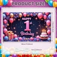 thumbnail image 2 of Pink Theme Happy 1st Birthday Banner Gold Accents First Birthday Display Starry Design Balloon Decorations 1st Birthday Backdrop for 1st Birthday Party Baby's Birthday Photo Backdrop, 2 of 9