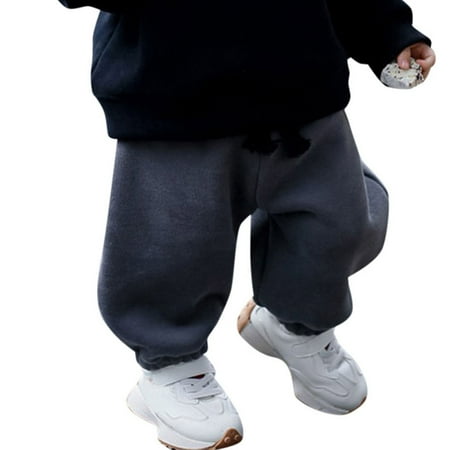 

Toddler Kids Baby Boys Girls Fleece Lined Striped Sweatpants Cotton Striped Elastic Waist Active Jogger Fall Winter Warm Pants Leggings