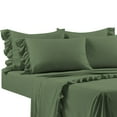 thumbnail image 4 of 4 Piece Corner Ruffle Sheet Set, 3" Inch Corner Ruffle On Flat Sheet, 15 Inch Deep Pocket, 100% Egyptian Cotton, 800 TC, Olympic Queen Size, Solid Moss, 4 of 6