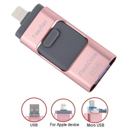 Faayfian 3 In 1 USB Flash Drive 64G, USB Memory Stick 64GB Thumb Drive Flash Drive for iPhone/iPad/PC/Android External Memory Storage Stick Password/Touch ID Protected Flash Drive (Best Password Safe For Android)