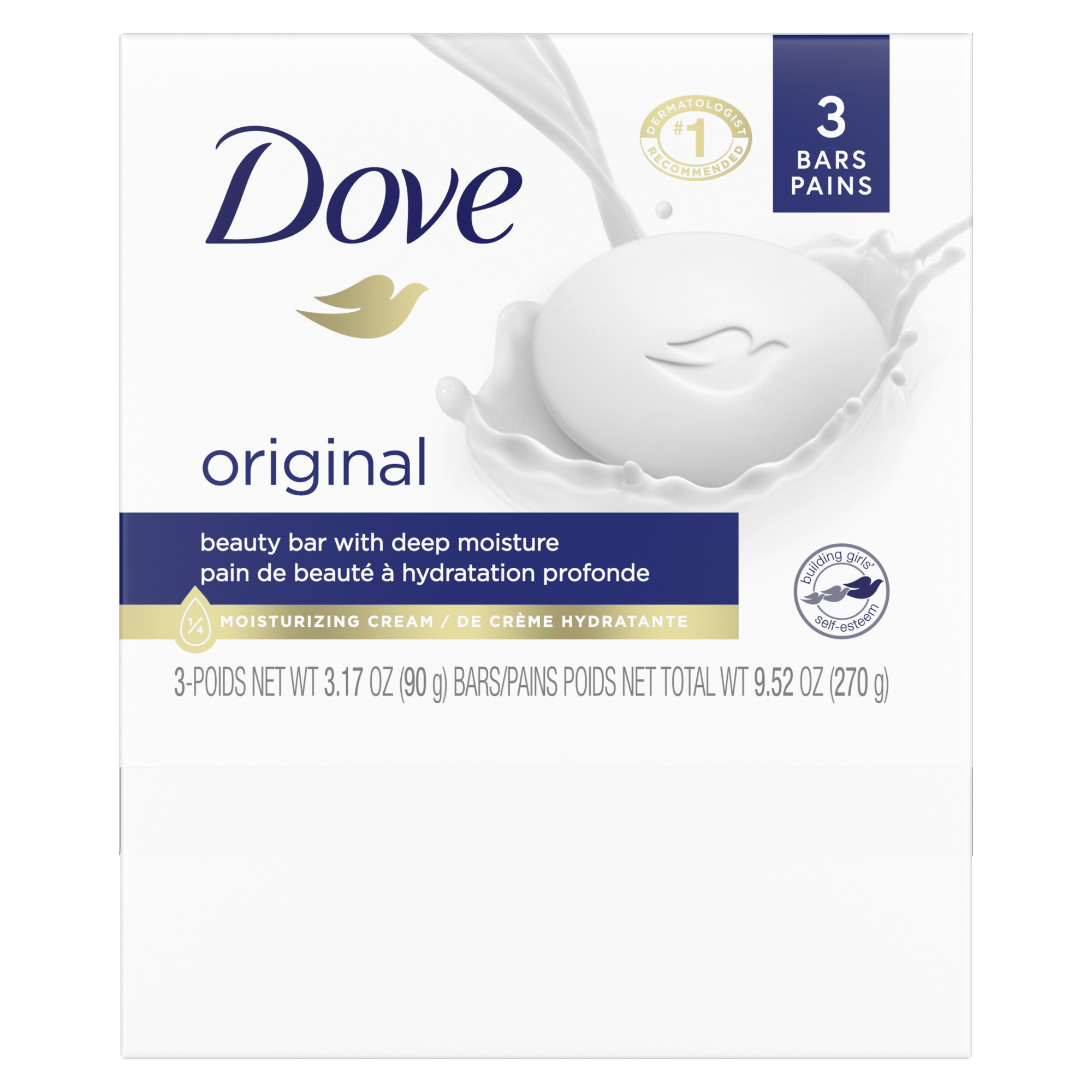 Dove Beauty Bar Original Gentle Skin Cleanser Made With 1/4 Moisturizing Cream 3.17 oz 3 Bars - image 3 of 7