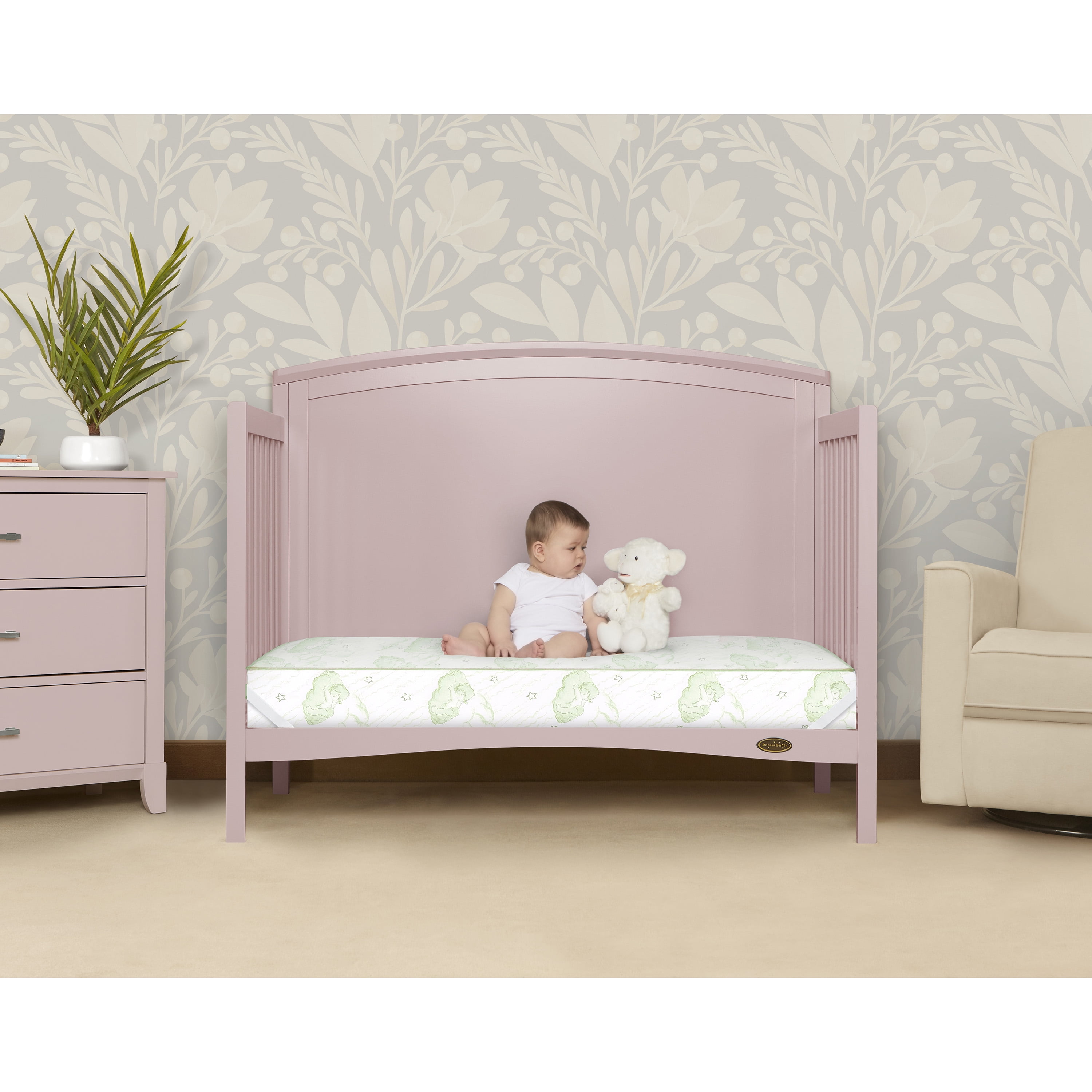 Dream On Me Twilight Spring Crib and Toddler Bed Mattress, Green