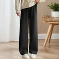 thumbnail image 2 of Fgnfyis Casual Winter Pants for Women with Vertical Stripes Lined Wide Leg Trousers High Waist Flowy Straight Cut Comfortable Black L, 2 of 5