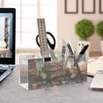 thumbnail image 2 of WOBOGO American Flag Flower Cat Acrylic Pen Holder 4 Compartments Clear Pencil Organizer Makeup Brush Storage Case, 2 of 7
