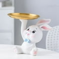 thumbnail image 3 of Sunjoy Tech Rabbit Figurine Tray Multifunctional Handmade Decoration Resin Adorable Rabbit Desk Storage Tray Living Room Supply, 3 of 7
