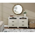 thumbnail image 3 of WAMPAT Table de Chevet Haute, 2 Pcs, Table de Chevet à 6 Tiroirs, Chambre, Tables d'Appoint pour Salon avec Commode, Blanc Antique, 3 of 7