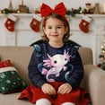 thumbnail image 2 of Garronmavis Pink Axolotl Toddler Girl Sweatshirt Polyester Spandex Fabric Planets Pullover Crewneck Long Sleeve Shirt Ruffle Girls Crewneck Sweatshirt Versatile for Girls 1-2 Years Old, 2 of 7