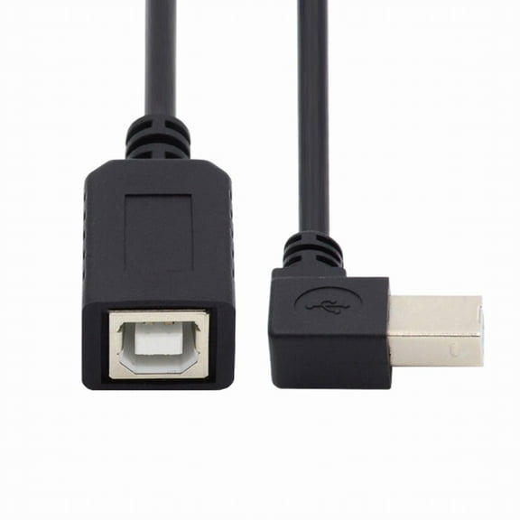 Chenyang USB 2.0 B Type Male to Female Extension Cable Left Angled 90 Degree 20cm for Printer Scanner Disk