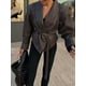 thumbnail image 2 of Chaqueta corta lisa con cordones para mujer, abrigo elegante con cuello en V, manga larga, cálido, Tops de calle, Otoño, 2024, 2 of 4
