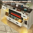 thumbnail image 5 of ChVans 70" Fireplace TV Stand for TVs up to 80", Farmhouse Entertainment Center with 40" Electric Fireplace, Power Outlets, Storage Cabinet and Drawers (Antique White), 5 of 11