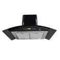 thumbnail image 1 of Campana extractora touch SUPRA para pared de acero inoxidable negro y cristal curvo Con control remoto, 1 of 6