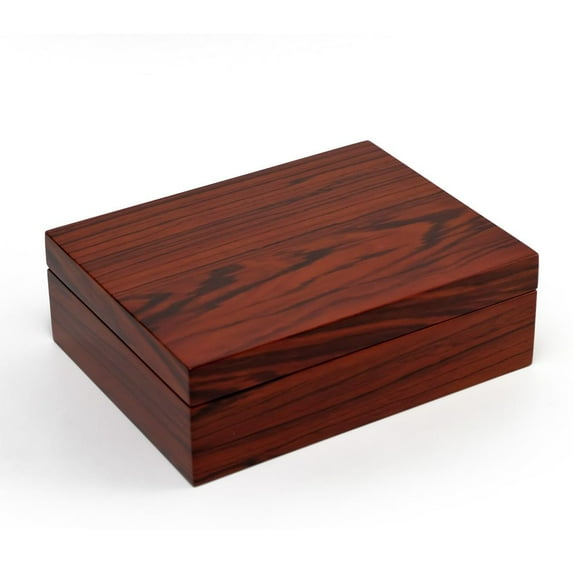 Ultra-Sleek 18 Note Hi Gloss Zebra Striped Wood Finish Jewelry Box - Over 400 Song Choices - Ballerina (C Sigman)