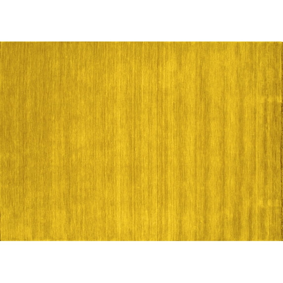 Ahgly Company Machine Washable Indoor Rectangle Solid Yellow Modern Area Rugs, 5' x 8'