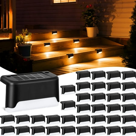 

36 Pcs Solar Deck Lights Outdoor Step Decorative Lights Waterproof Solar Fence Lights Solar Lights for Garden Wall Patio Yard Porch Pool (Yellow)