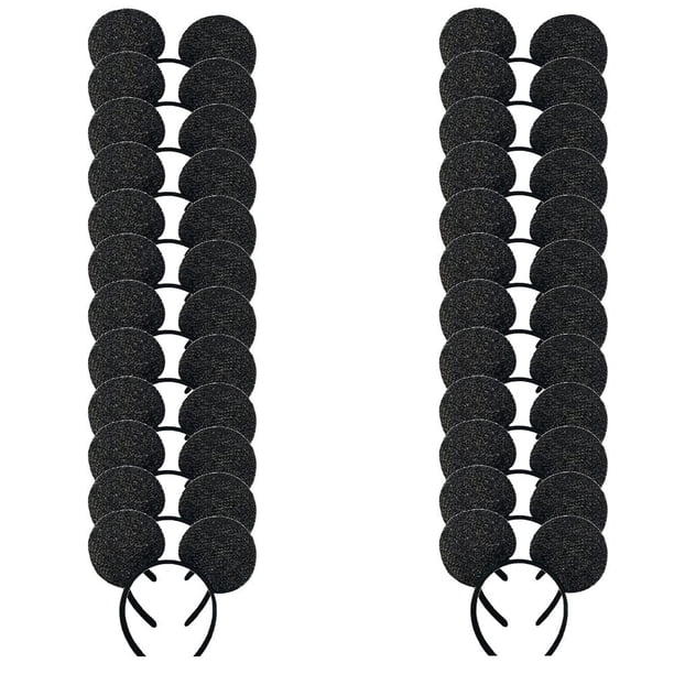 Winvin, 24 unidades, diademas negras con lentejuelas de ratón, 22 x 17 cm