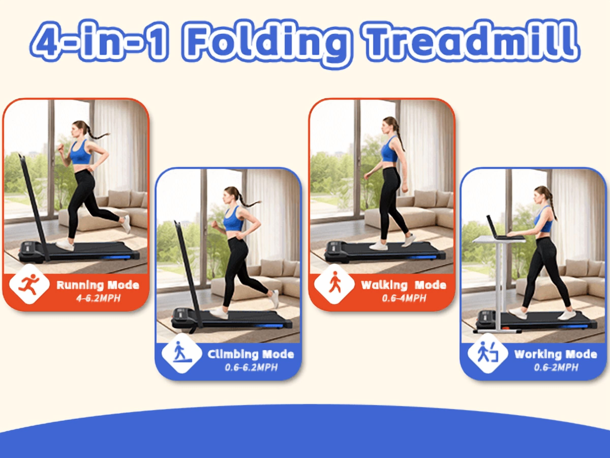 JIAXIA 2.5HP Walking Pad with 6.2mph Speed,Walking Treadmill With 9% Incline,22"W Oversized Walking Pad for Home Office