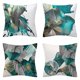 thumbnail image 1 of 4 piezas de funda de cojín de mariposa pintada a mano en azul verdoso de 45 cm x 45 cm, funda de almohada abstracta pintada a mano en turquesa, funda de almohada de 4 cuadrados azul huevo de pato, 1 of 5