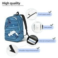 thumbnail image 4 of Honeii Sharks on White Blue Striped Print Canvas College Laptop Backpack, Durable Rucksack Travel Notebook Bag School Backpack Book Bag for Men Women-Small, 4 of 7