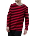 thumbnail image 4 of FastRockee Long Sleeve T Shirts for Mens Crew Neck Tshirts Size L Classic Red and Black Stripe Cotton Soft, 4 of 9
