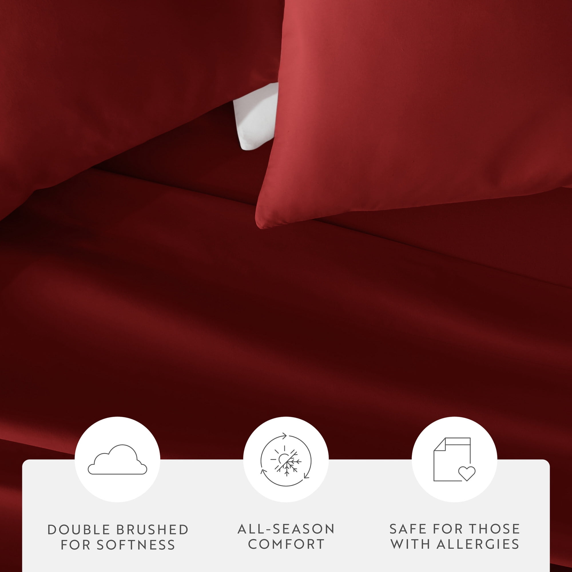 Noble Linens 2 Piece Pillow Case Set, Burgundy, Standard/Queen