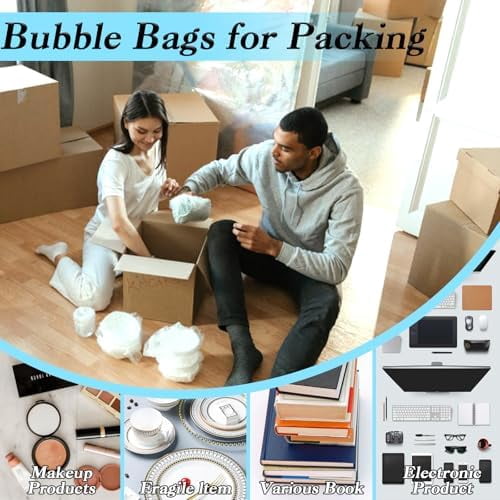 50 Pcs Bubble Pouch Wraps - 6"x10" Double Walled Clear Bubble Out Bags for Packing, Shipping, Storage, and Moving - Shockproof Cushioning Bags for Fragile Items