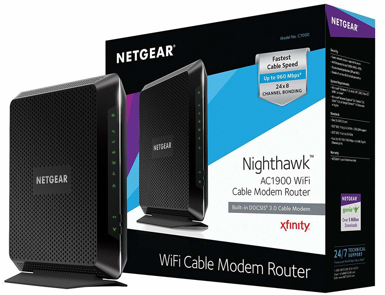 DOCSIS 3.0 WiFi Cable Modem Router Combo & more Spectrum Cox Certified for Xfinity from Comcast C7000 NETGEAR Nighthawk AC1900 24x8 