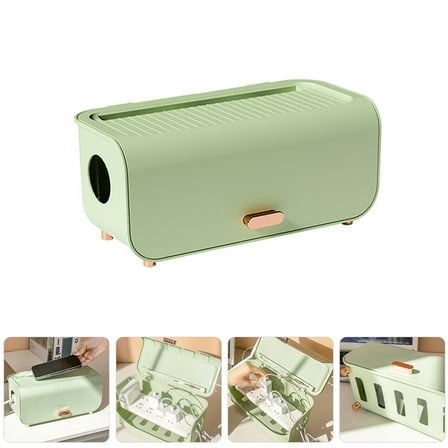 WHAMVOX  Power Cord Storage Box Desk Cable Management Work Light Green