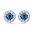 thumbnail image 2 of SuperJeweler 2 1/2 Carat Blue Diamond Halo Stud Earrings in 14 Karat White Gold, Martini Setting for Women, 2 of 6