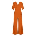 thumbnail image 4 of HXWCHs Combinaisons Amples pour Femmes Grande Taille Combinaison à Manches Longues Col en V Profond Taille Haute Jambes Larges Mode Décontractée m Rouge, 4 of 4
