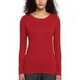 thumbnail image 1 of Hauts à Col Bateau pour Femmes Ndbuld Chemise à Manches Longues pour Femmes Infirmière Col Rond Givré Mince Confortable Col Rond Chemise à Manches Longues Liquidation d'Été, Rouge, G, 1 of 8
