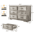 thumbnail image 4 of Commode à 6 Tiroirs, Commode pour Chambre avec Grand Espace de Rangement, Tiroirs de Rangement avec Poignée en Métal, Commode pour Salon, Couloir, Gris, 4 of 6