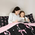 thumbnail image 5 of jejeloiu Cartoon Bowtie Bow Queen Comforter Set,Cute Geometric Dot Bedding Sets,Pink Black Bedding Comforter Set For Girls Teens,Ultra Soft Home Decor Reversible,3-Piece, 5 of 8