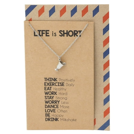 Quan Jewelry Life is Short Drink Milkshake Necklace, Best Friend Gifts, Inspirational Jewelry Greeting