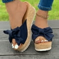 thumbnail image 6 of VBARHMQRT Wedge Sandals for Women Dressy with Arch Support Platform Sandals Wedge Heels Fashion New Slippers Wear A Flatform Bottom Bow White Wedges Shoes for Women Cork, 6 of 7