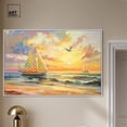 thumbnail image 3 of Sunset Sailboats Canvas Glam Beach Wall Art by Art Remedy, White Frame, 54" x 36", 3 of 7