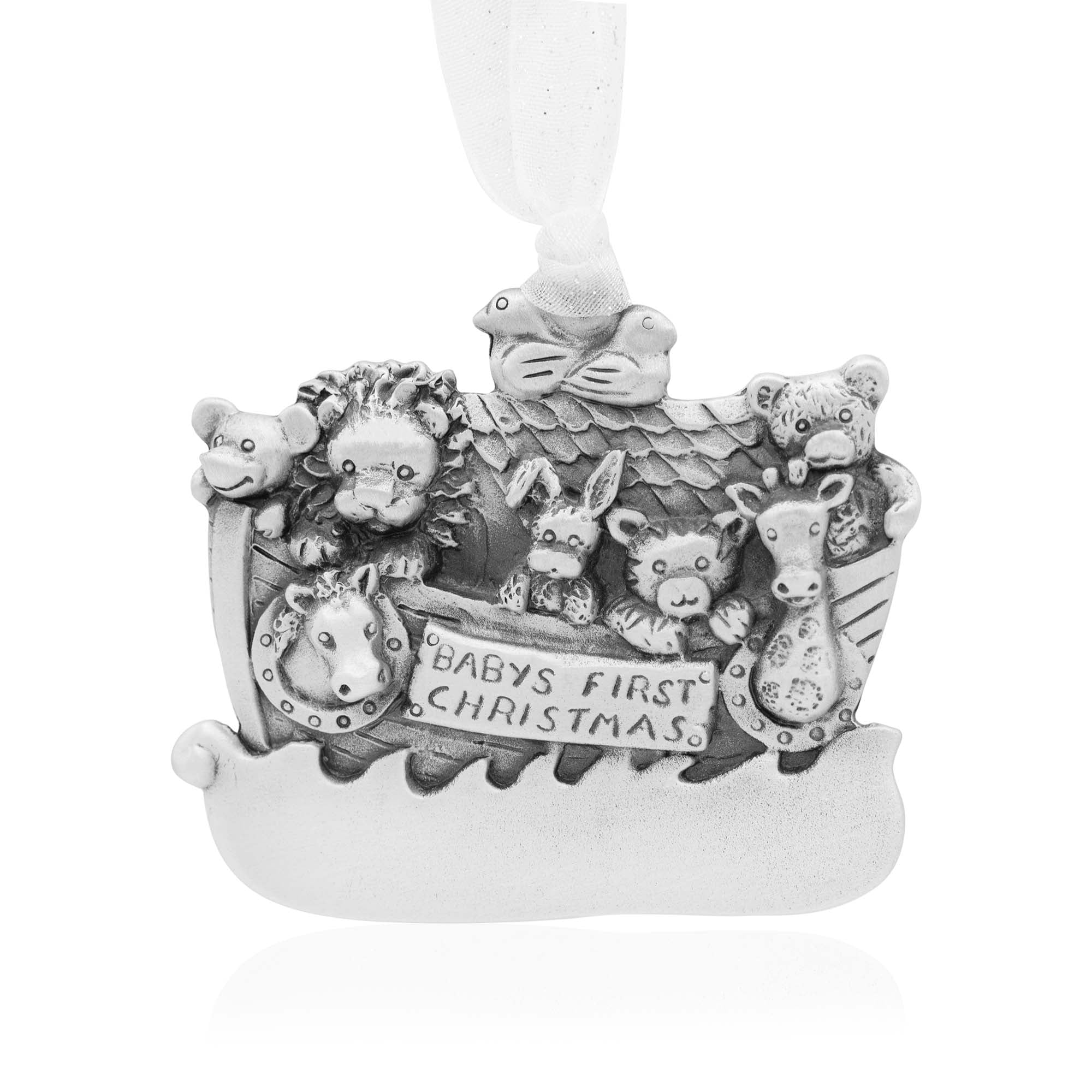 Baby's First Christmas Genuine Pewter Noahs Ark with Animals