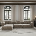 thumbnail image 3 of The Magic Home 3-Seater Convertible Modular L-Shaped Corduroy Sectional Sofa, Brown, 3 of 10