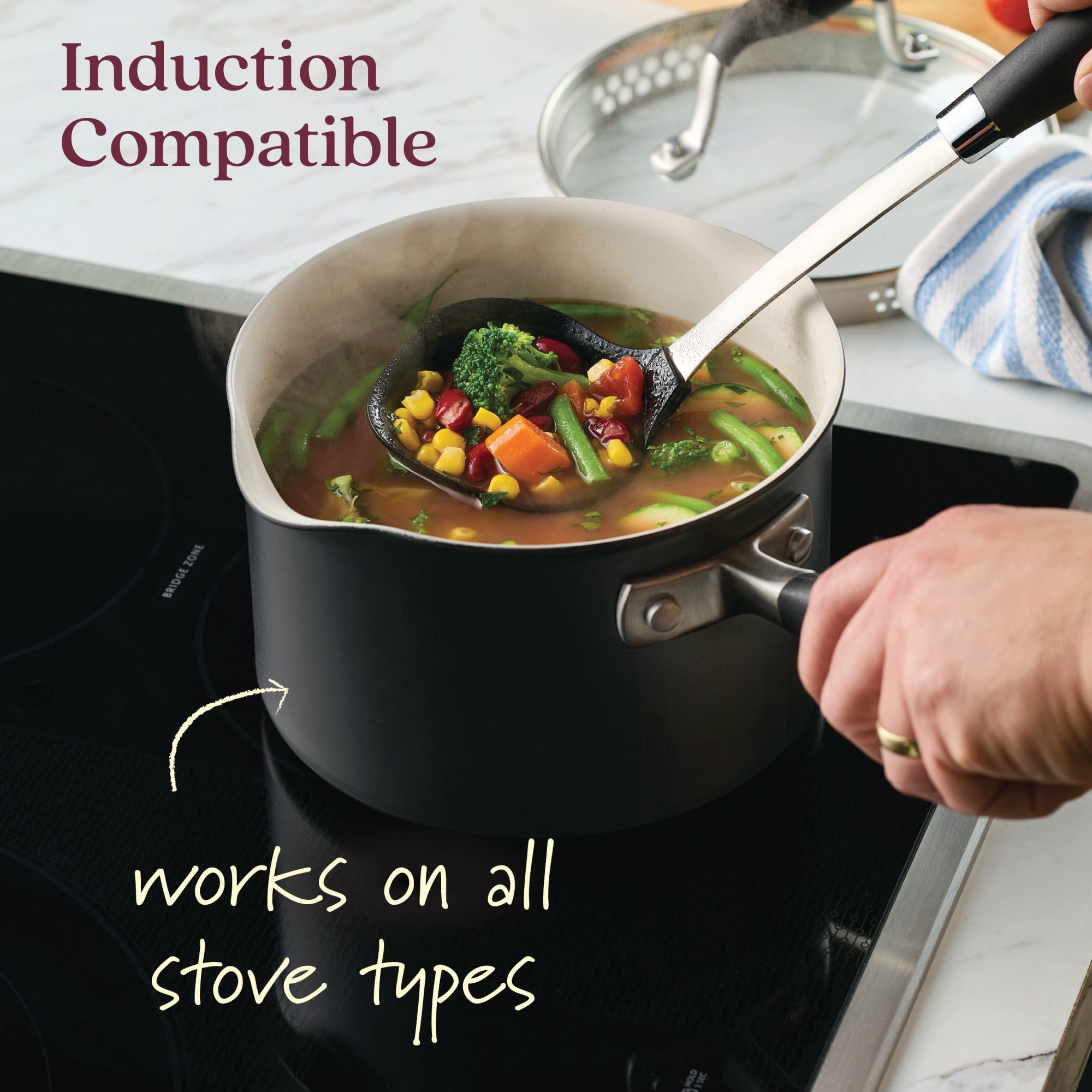 Anolon Advanced Ceramic Nonstick Pots and Pans Cookware Set, 9 Piece, Black