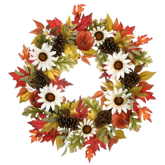 32" Harvest Sunflowers and Pumpkins Wreath