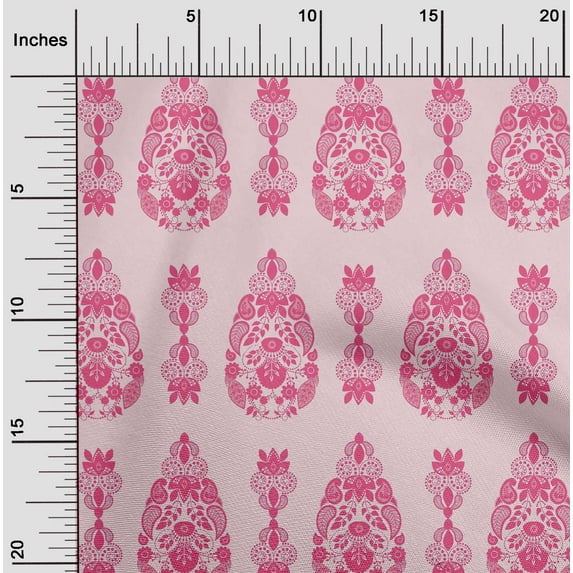 oneOone Cotton Silk Fabric Leaves & Floral Ethnic Printed Craft Fabric BTY 42 Inches Wide