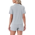 thumbnail image 3 of INSPIRE CHIC Women's Pajamas Button Down Sleepwear Short Sleeve Top with Shorts Casual Lounge Sets L Gray, 3 of 6