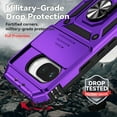 thumbnail image 4 of KOMI Phone Case for Google Pixel 9A Case with HD Screen Protector & Slide Camera Cover & Rotated Ring Kickstand, [Military-Grade] Phone Case for Google Pixel 9A, Purple, 4 of 5