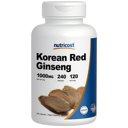 Nutricost Korean Red Ginseng 500mg, 240 Capsules - 1000mg Extra Strength Serving Size - Gluten Free & Non-GMO - Korean Red Panax (Best Time To Take Panax Ginseng)
