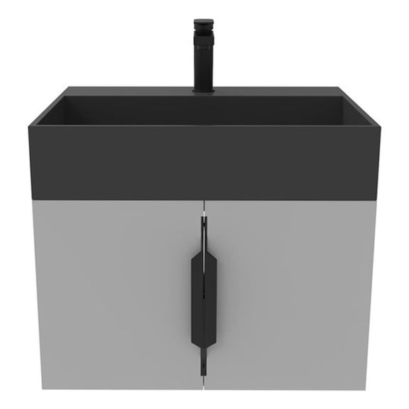 Amazon 24" Gray Wood Floating Vanity with Black Top and Black Trim