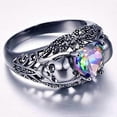 thumbnail image 3 of Bague de Fête Style Gothique en Forme de Cœur Plaqué Or Noir Rétro, 3 of 3