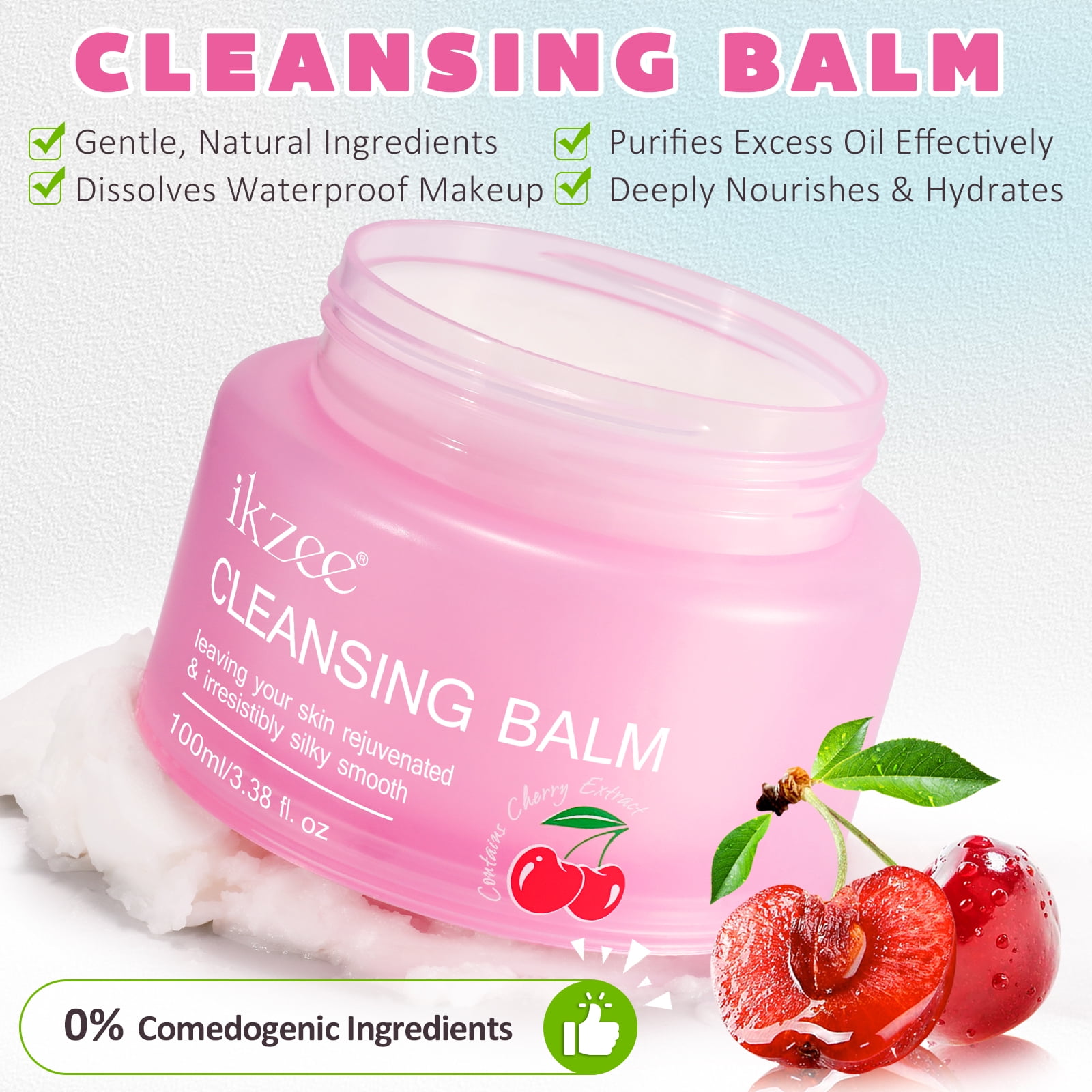 Ikzee Cleansing Balm,Melts Away Waterproof Make-Up/Oil,Face