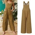thumbnail image 3 of Aayomet Womens Jumpsuits Wide Women's Straps Prints Leg Vintage Jumpsuit with Pockets Floral Women's Jumpsuit,Yellow L, 3 of 5